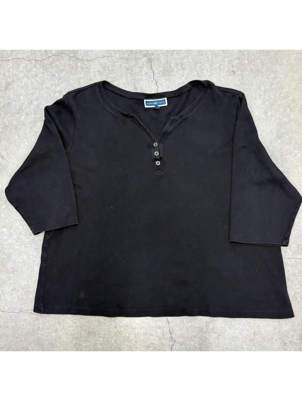Karen Scott Navy Henley Shirt